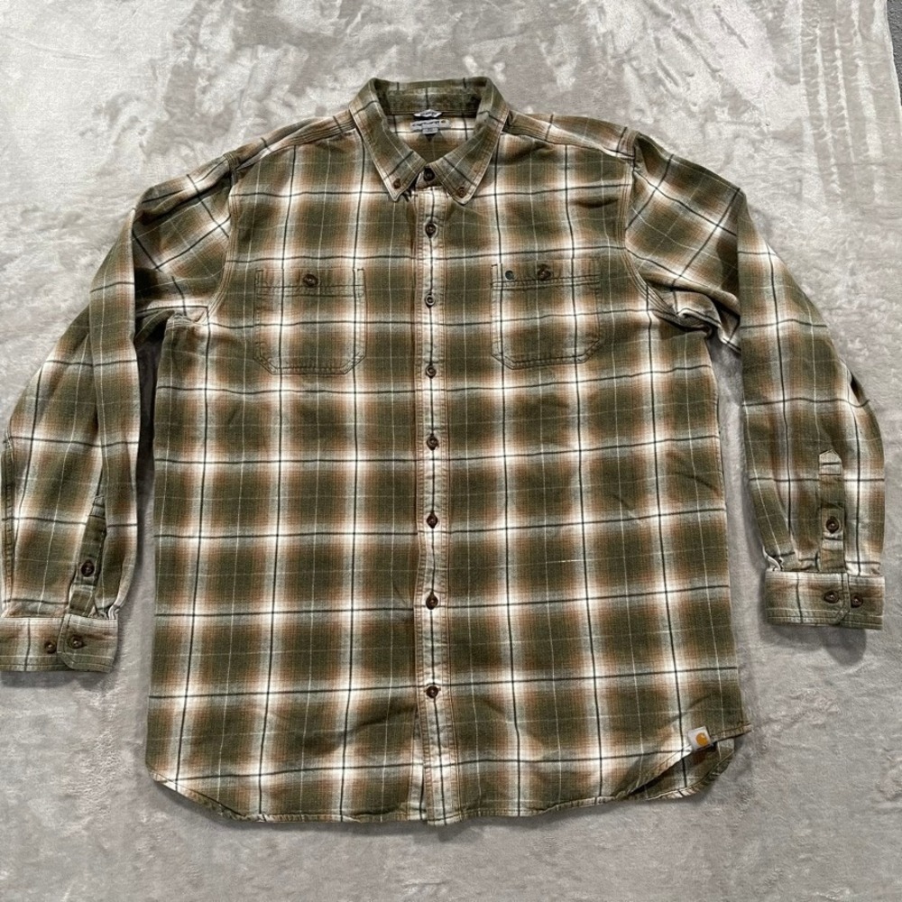 Carhartt Shirt Mens 2XL Tall Flannel Plaid Relaxed Fit Workwear - Picture 1 of 7